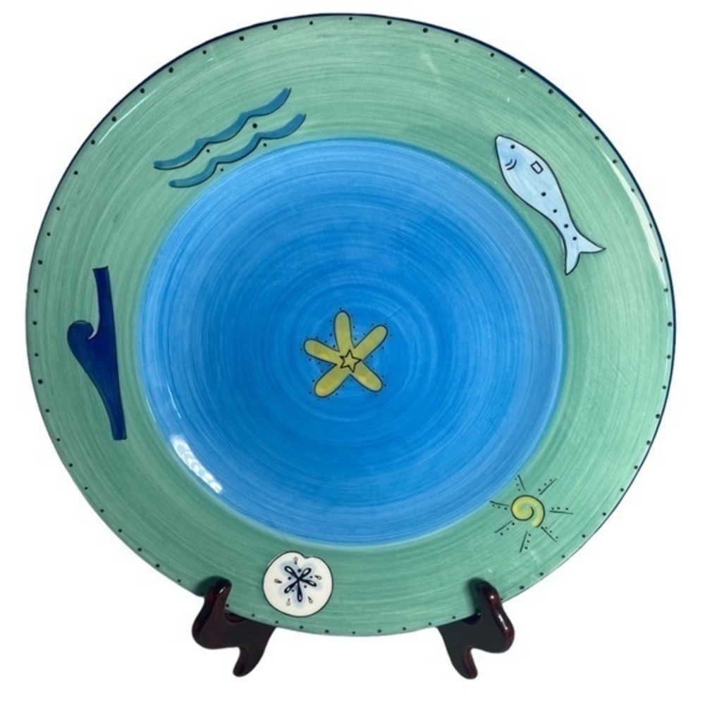 Vintage KIC Brushes Plate Shore Motif pattern